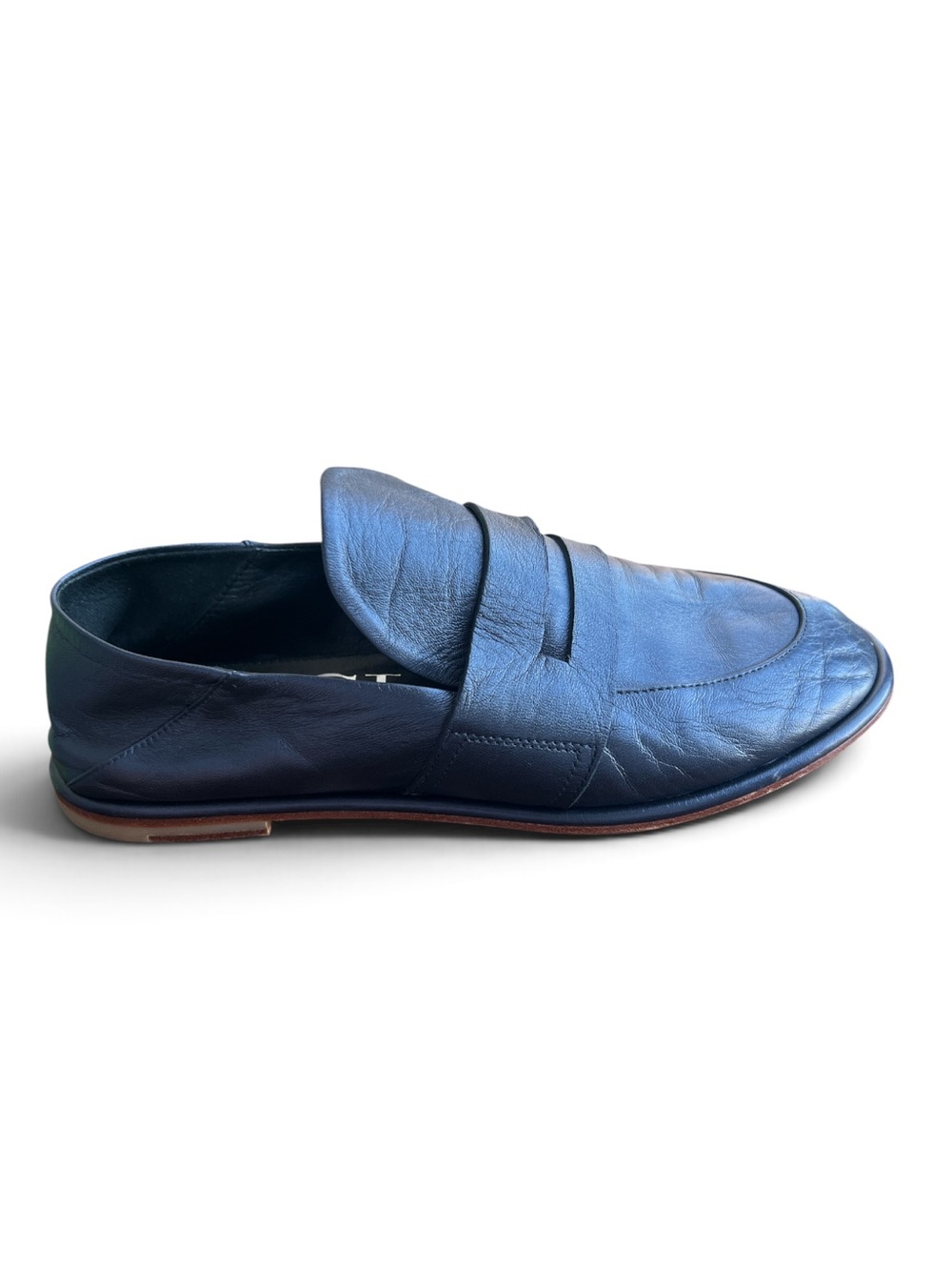 AGL Attilio Giusti Leombruni Folding Heel Navy Leather Loafers Size 37